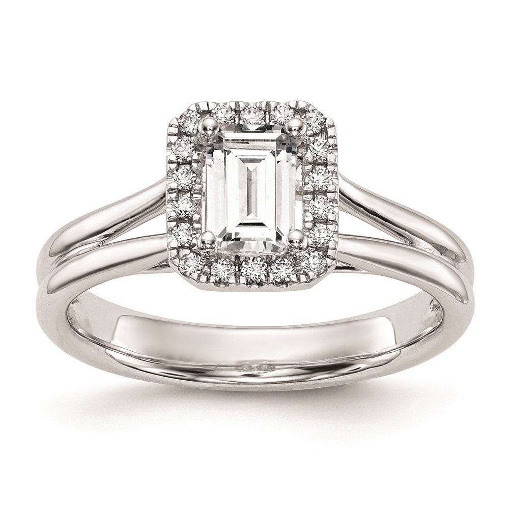 Emerald-Cut Halo Diamond Semi-mount Engagement Rings