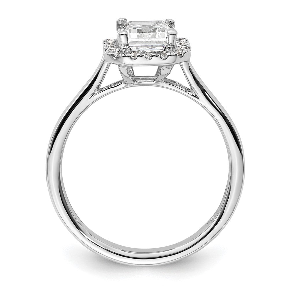 Emerald-Cut Halo Diamond Semi-mount Engagement Rings