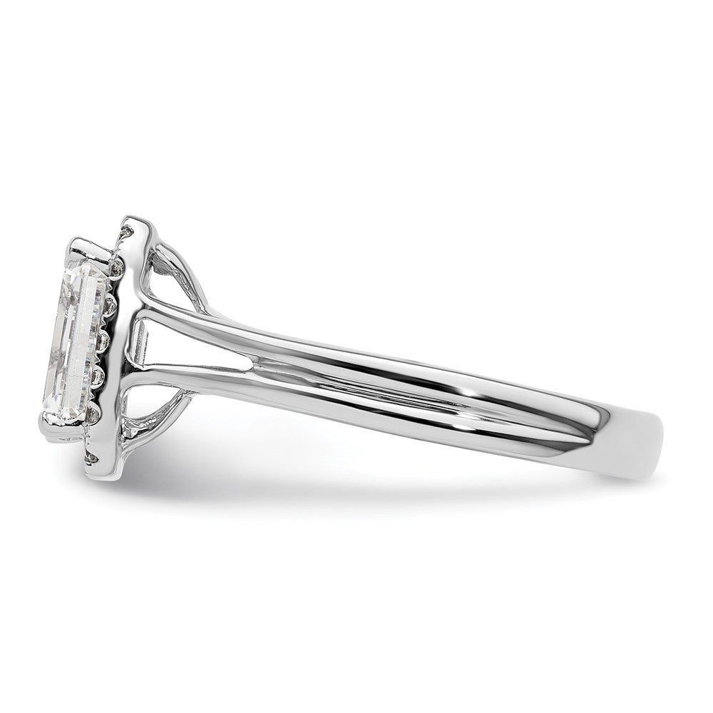 Emerald-Cut Halo Diamond Semi-mount Engagement Rings