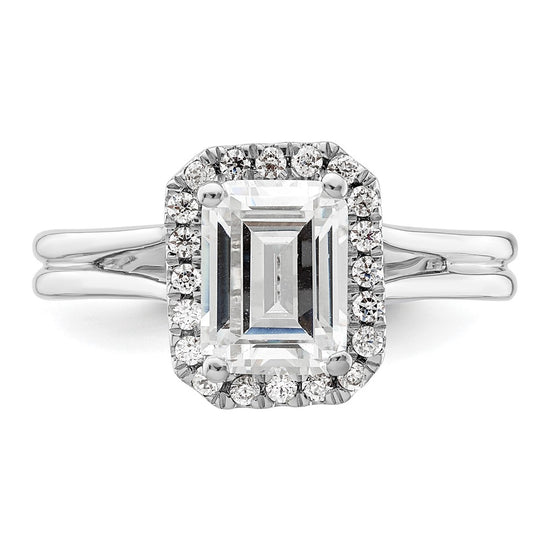 Emerald-Cut Halo Diamond Semi-mount Engagement Rings