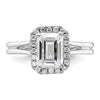 Emerald-Cut Halo Diamond Semi-mount Engagement Rings
