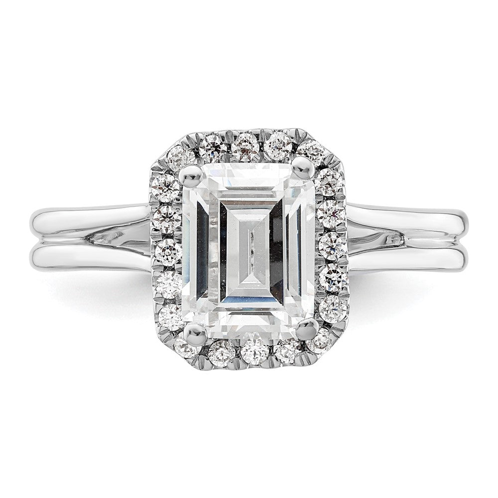 Emerald-Cut Halo Diamond Semi-mount Engagement Rings
