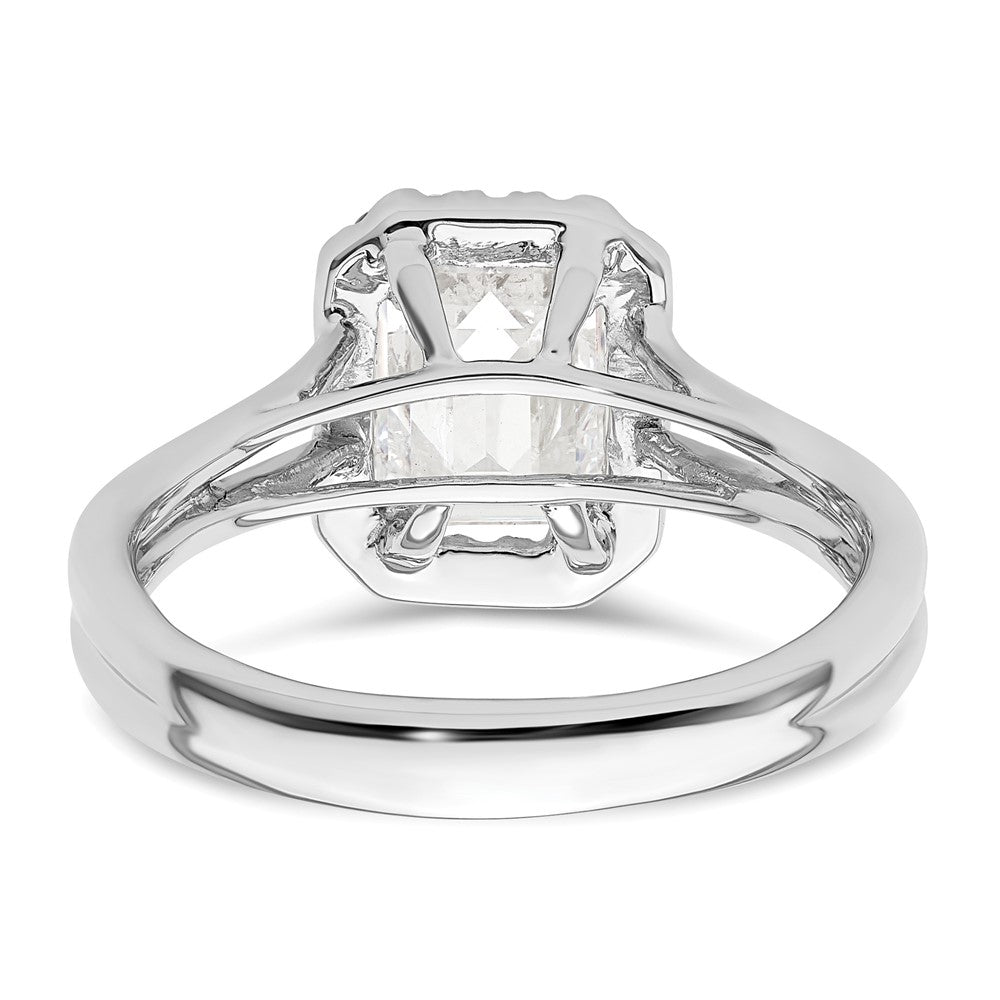 Emerald-Cut Halo Diamond Semi-mount Engagement Rings