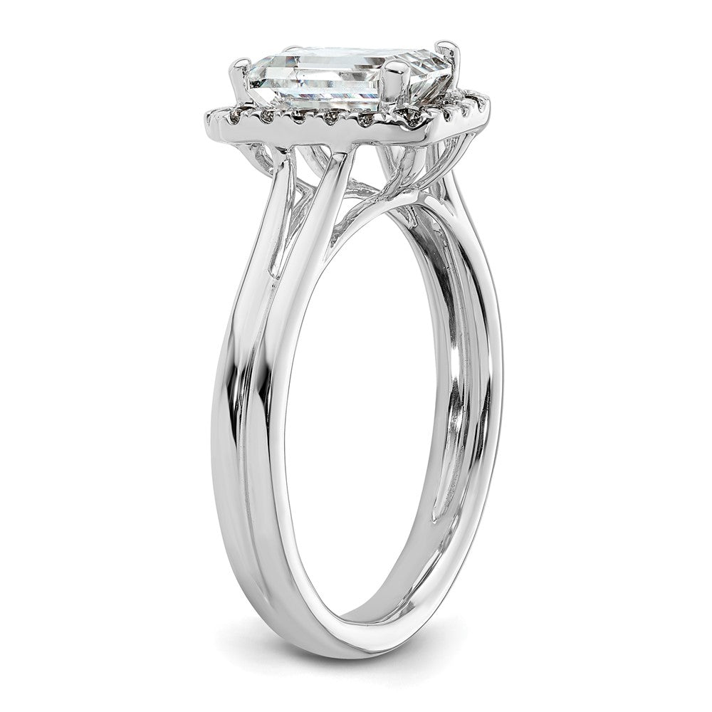Emerald-Cut Halo Diamond Semi-mount Engagement Rings