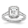 Emerald-Cut Halo Diamond Semi-mount Engagement Rings