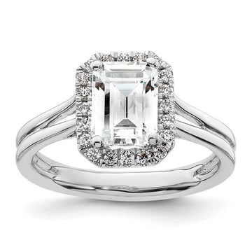 Emerald-Cut Halo Diamond Semi-mount Engagement Rings