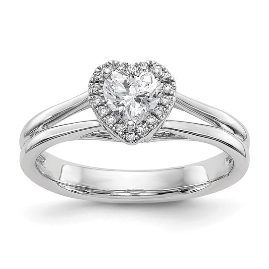 Heart Halo Diamond Semi-mount Engagement Rings