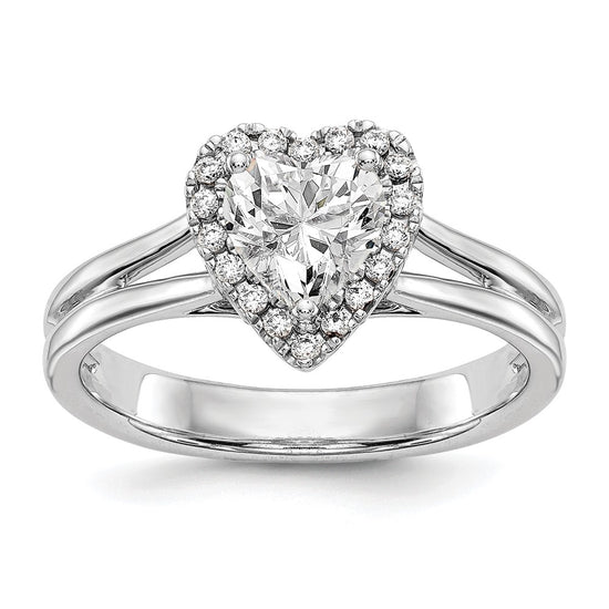 Heart Halo Diamond Semi-mount Engagement Rings