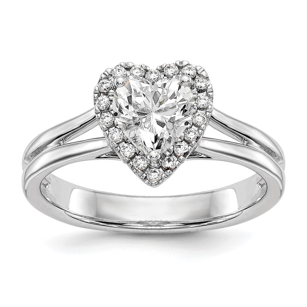 Heart Halo Diamond Semi-mount Engagement Rings