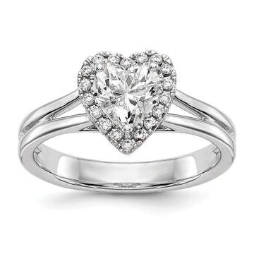 Heart Halo Diamond Semi-mount Engagement Rings