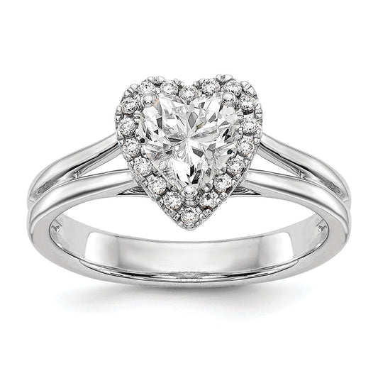 Heart Halo Diamond Semi-mount Engagement Rings