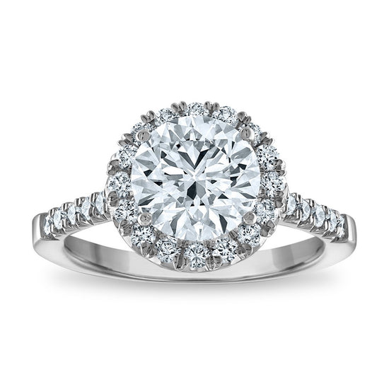 14kw Certified 2.54ct Round Lab Grown VS/SI FGH Dia Halo Complete Engagemen
