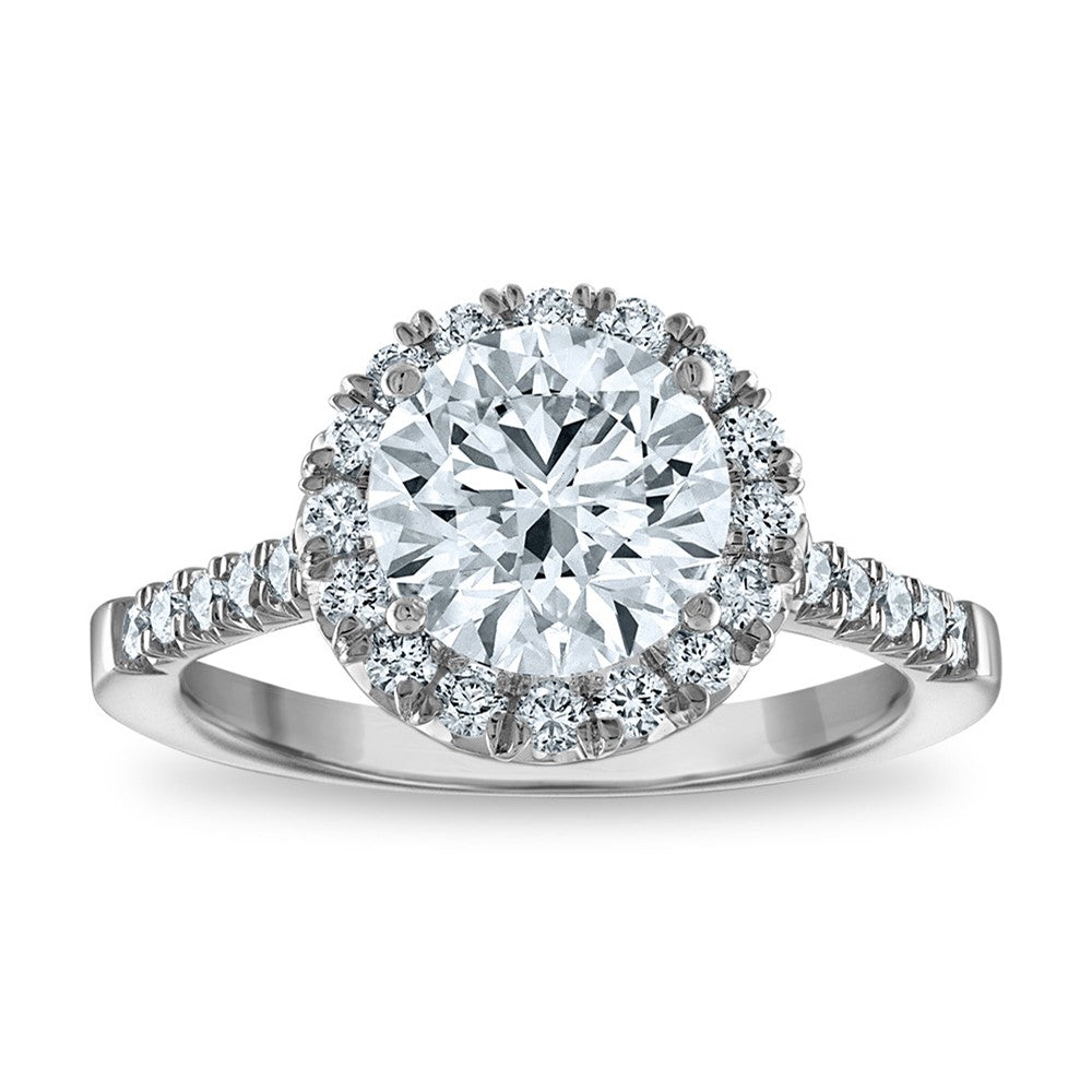 14kw Certified 2.54ct Round Lab Grown VS/SI FGH Dia Halo Complete Engagemen