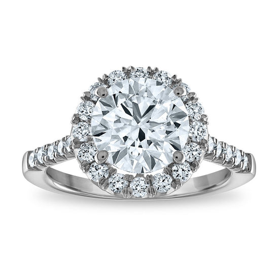 14kw Certified 3ct Round Lab Grown VS/SI FGH Dia Halo Complete Engagement R
