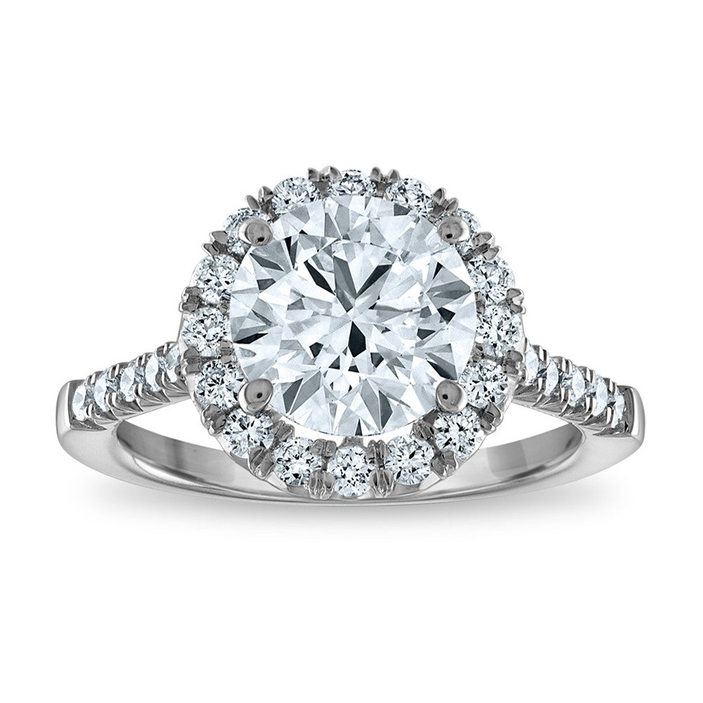 14kw Certified 3ct Round Lab Grown VS/SI FGH Dia Halo Complete Engagement R