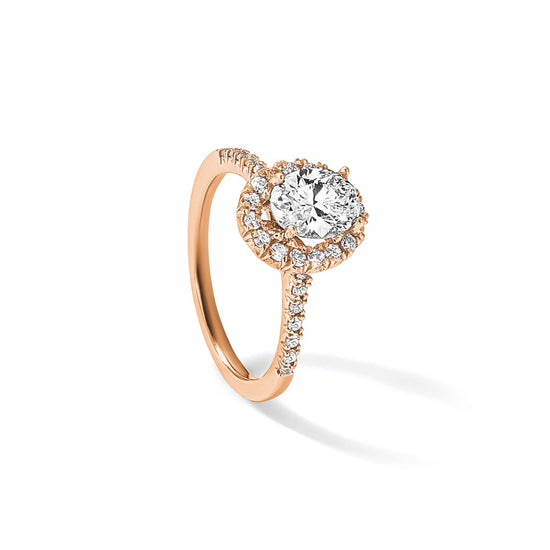Oval Halo Diamond Semi-mount Engagement Rings