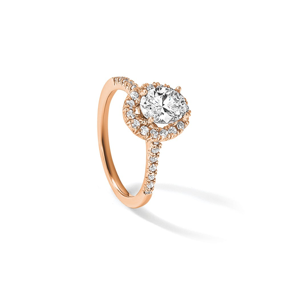 Oval Halo Diamond Semi-mount Engagement Rings