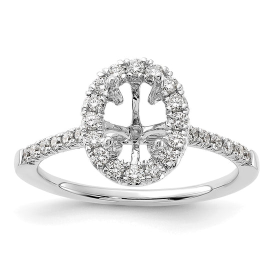 Oval Halo Diamond Semi-mount Engagement Rings