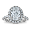 14kw Certified 3.08ct Oval Lab Grown VS/SI FGH Dia Halo Complete Engagement