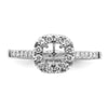 Cushion Halo Diamond Semi-mount Engagement Rings