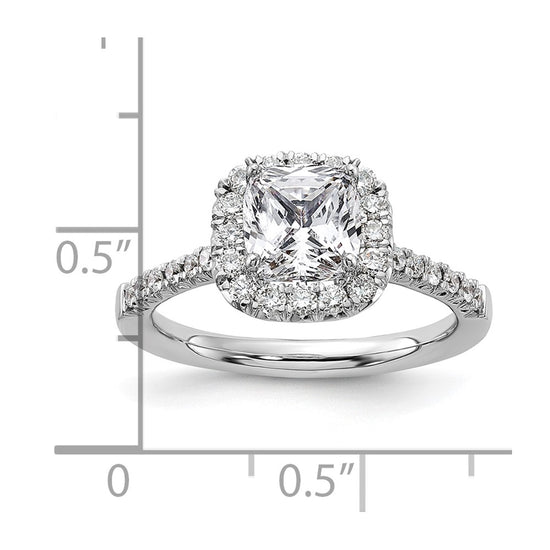 14k White Gold Halo (Holds 1.5 carat (6.8mm) Cushion Center) 1/2 carat Diamond Semi-mount Engagement Ring