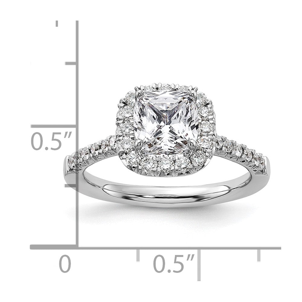 14k White Gold Halo (Holds 1.5 carat (6.8mm) Cushion Center) 1/2 carat Diamond Semi-mount Engagement Ring