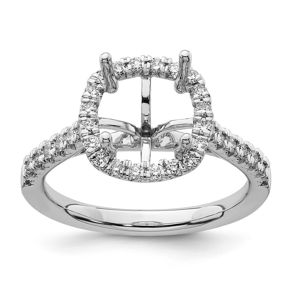 14kw Lab Grown VS/SI+ G+ Dia Cushion Halo Semi-mount Engagement Ring