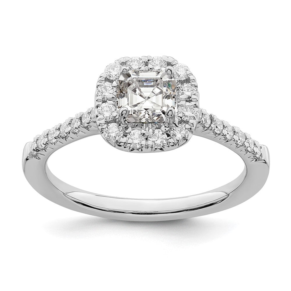 Asscher Halo Diamond Semi-mount Engagement Rings