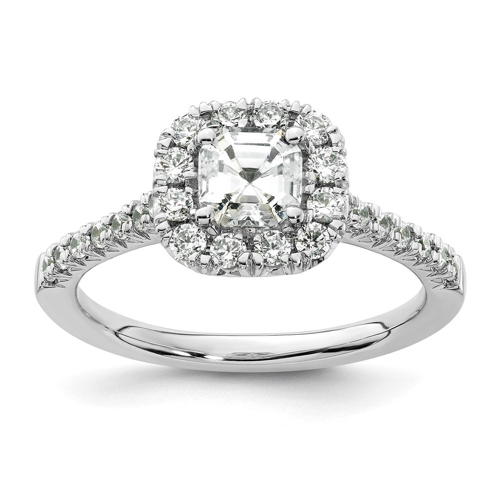 Asscher Halo Diamond Semi-mount Engagement Rings