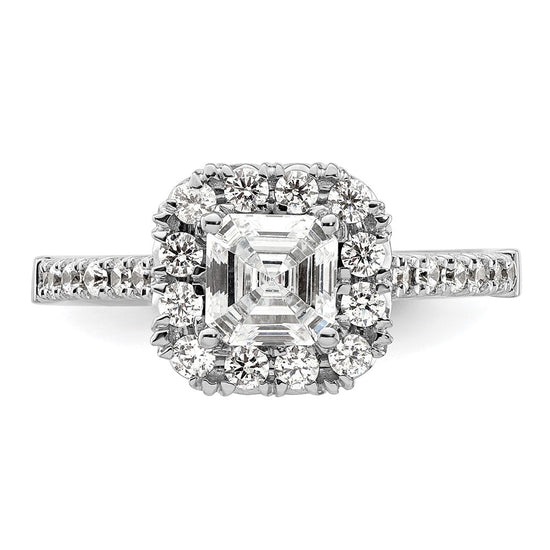 Asscher Halo Diamond Semi-mount Engagement Rings