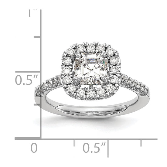 Asscher Halo Diamond Semi-mount Engagement Rings