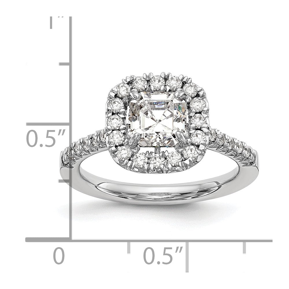 Asscher Halo Diamond Semi-mount Engagement Rings
