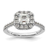 Asscher Halo Diamond Semi-mount Engagement Rings
