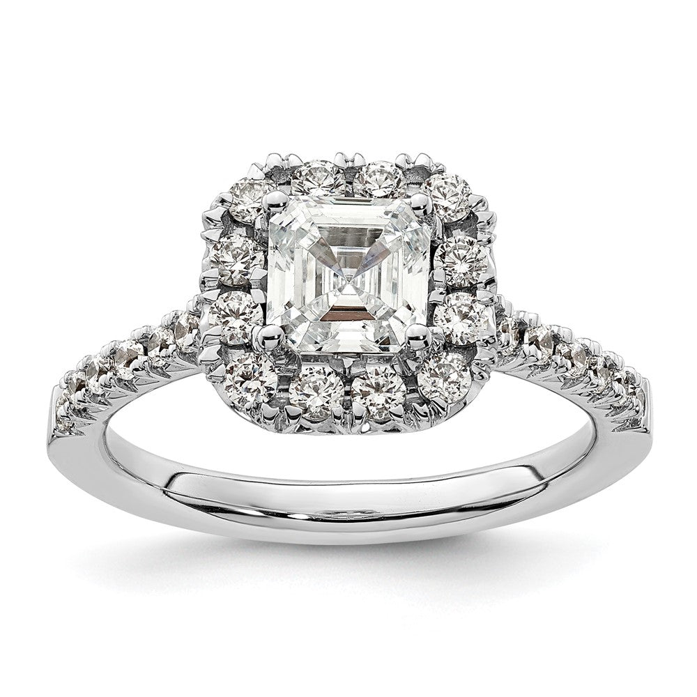Asscher Halo Diamond Semi-mount Engagement Rings