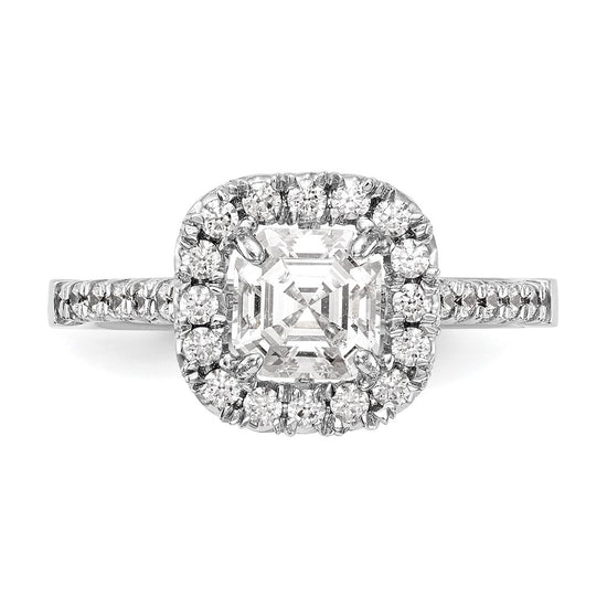 Asscher Halo Diamond Semi-mount Engagement Rings