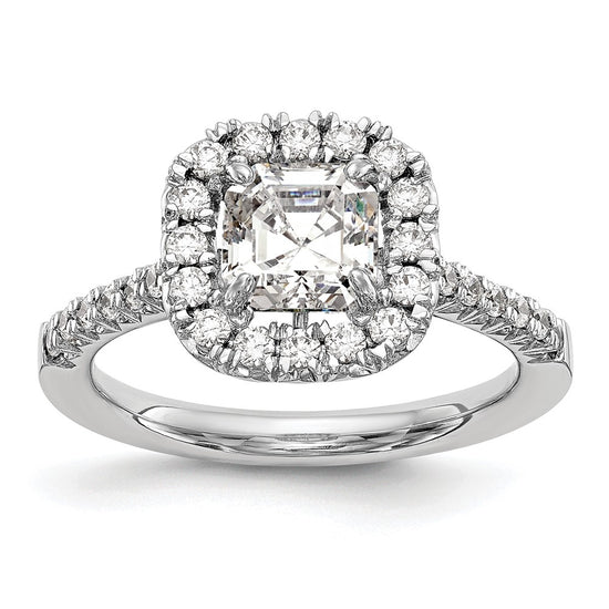 Asscher Halo Diamond Semi-mount Engagement Rings