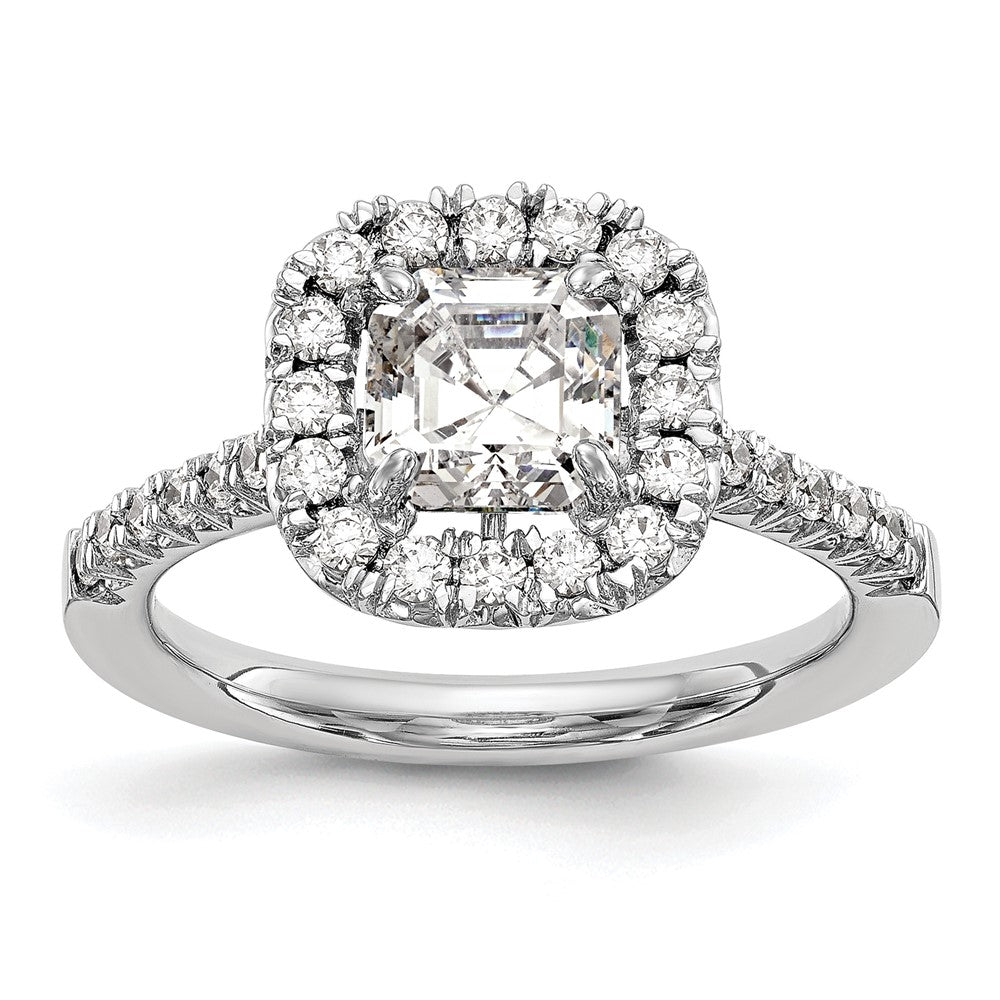 Asscher Halo Diamond Semi-mount Engagement Rings