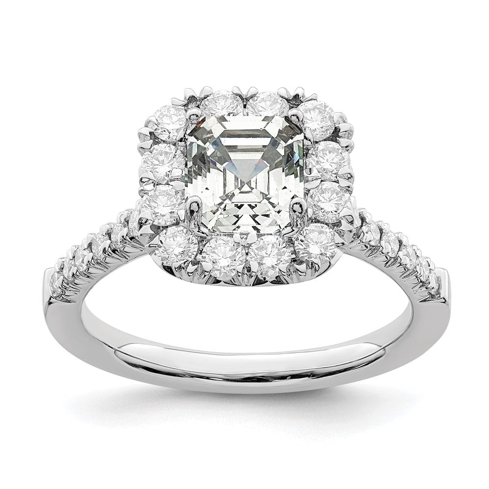 Asscher Halo Diamond Semi-mount Engagement Rings