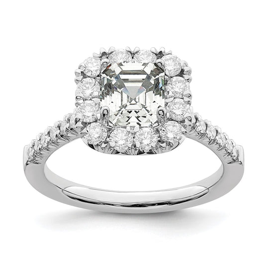 Asscher Halo Diamond Semi-mount Engagement Rings