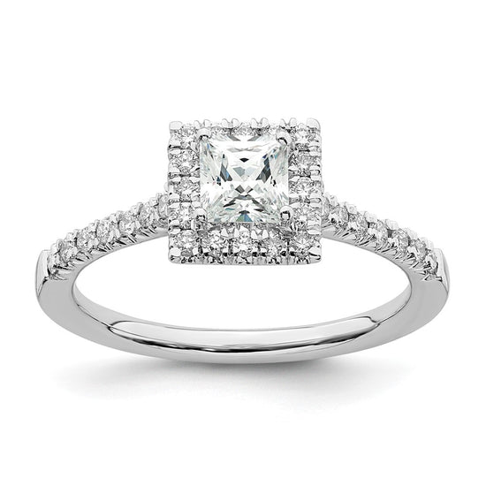 Princess Halo Diamond Semi-mount Engagement Rings