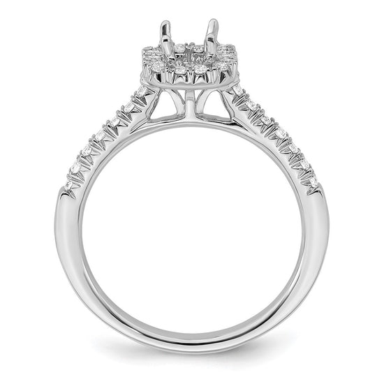 Emerald-Cut Halo Diamond Semi-mount Engagement Rings