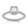 Emerald-Cut Halo Diamond Semi-mount Engagement Rings