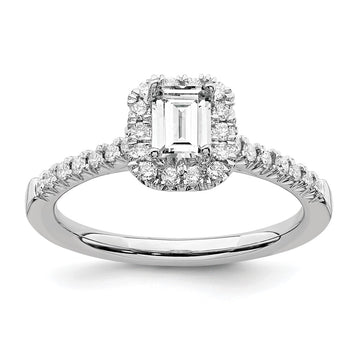 Emerald-Cut Halo Diamond Semi-mount Engagement Rings