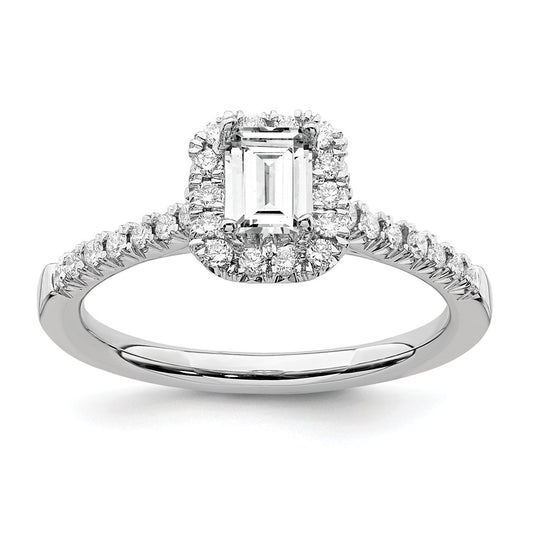 Emerald-Cut Halo Diamond Semi-mount Engagement Rings