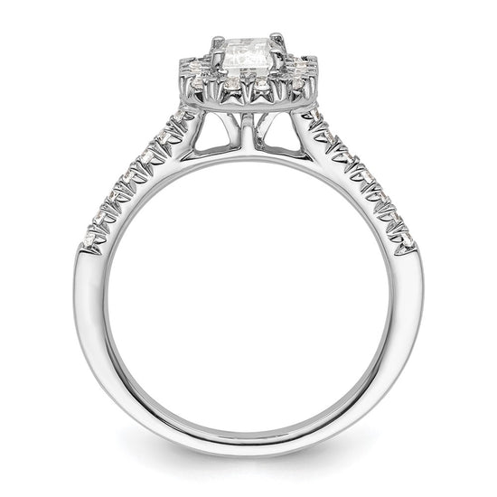 Emerald-Cut Halo Diamond Semi-mount Engagement Rings