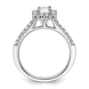 Emerald-Cut Halo Diamond Semi-mount Engagement Rings
