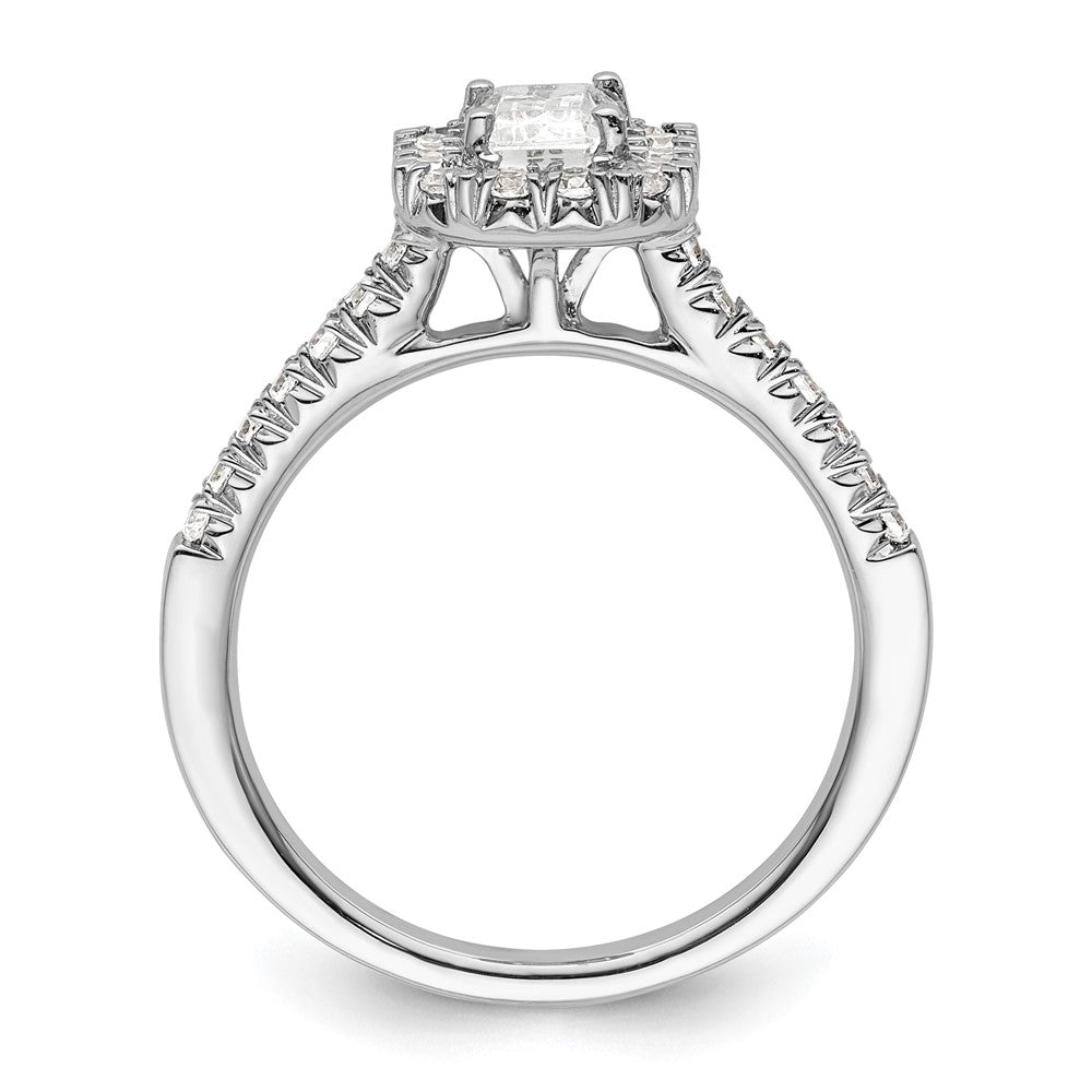Emerald-Cut Halo Diamond Semi-mount Engagement Rings
