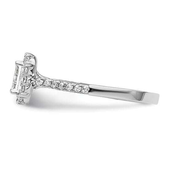 Emerald-Cut Halo Diamond Semi-mount Engagement Rings
