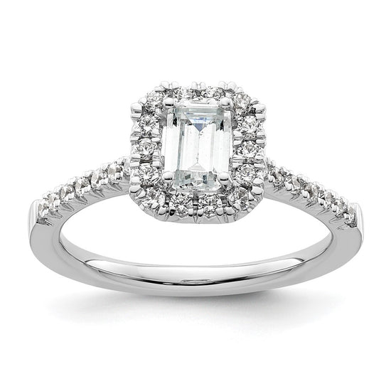 Emerald-Cut Halo Diamond Semi-mount Engagement Rings