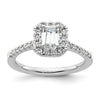 Emerald-Cut Halo Diamond Semi-mount Engagement Rings